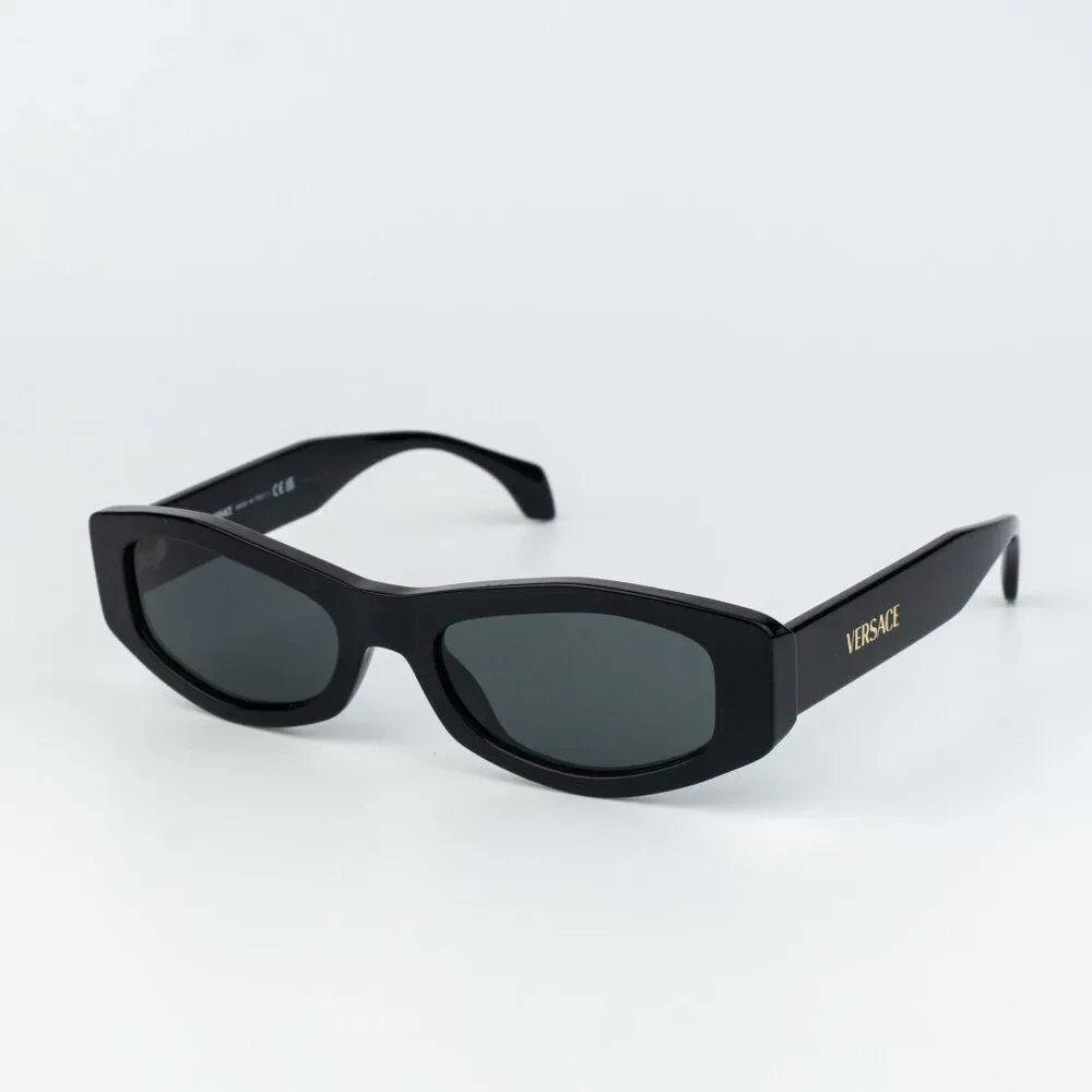 Versace Men Sunglasses Black Dark Grey Rectangle VE4487 GB1/87 NEW AUTHENTIC